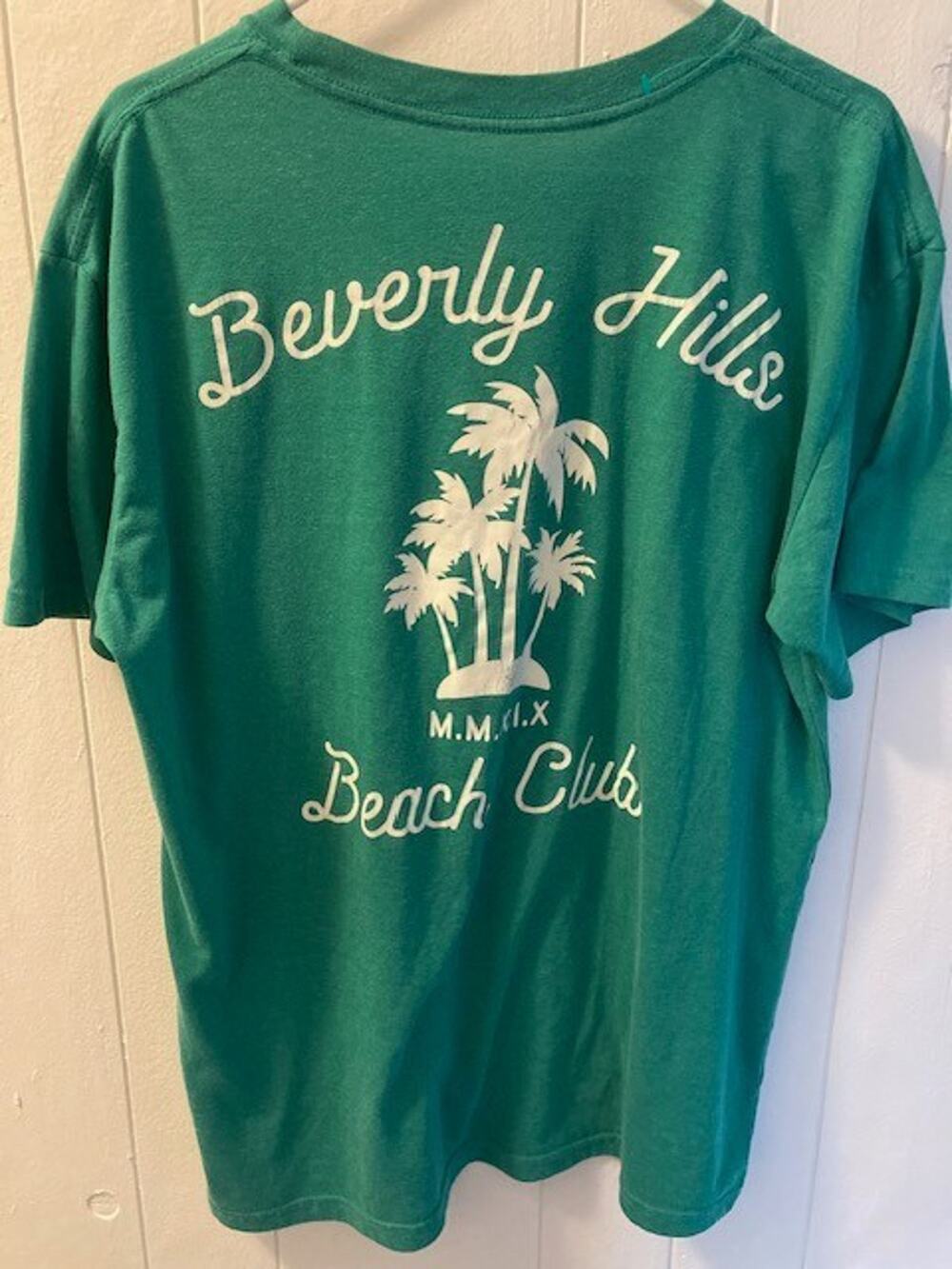 Beverley Hills Beach Club T‑Shirt Men’s L/XL Green Palm Tree Graphic Del Mar CA